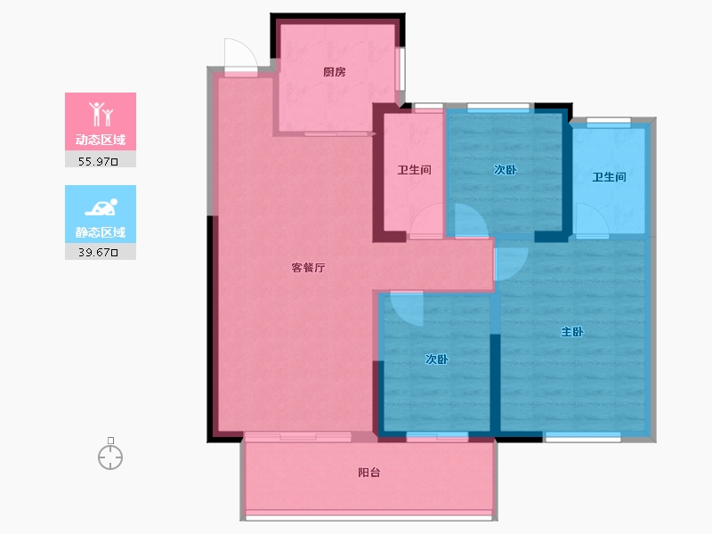 湖南省-长沙市-城发恒伟·北城首府-86.00-户型库-动静分区