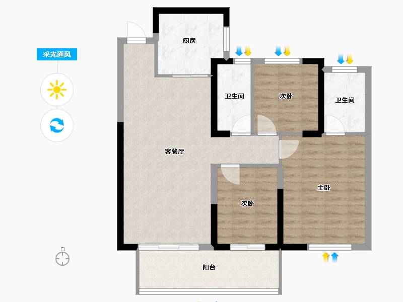 湖南省-长沙市-城发恒伟·北城首府-86.00-户型库-采光通风