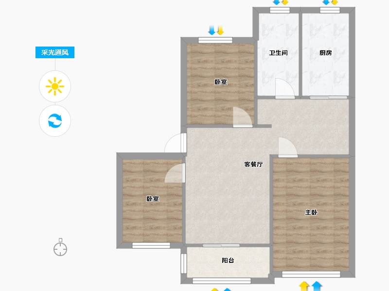 上海-上海市-茸南苑-73.00-户型库-采光通风