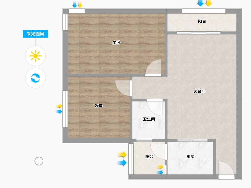 广东省-深圳市-港莲一村-57.77-户型库-采光通风