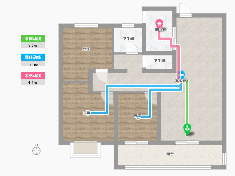 山东省-菏泽市-金府大院-85.00-户型库-动静线