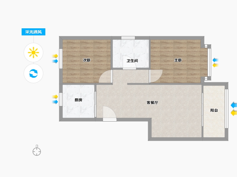 山东省-烟台市-福和居-67.00-户型库-采光通风