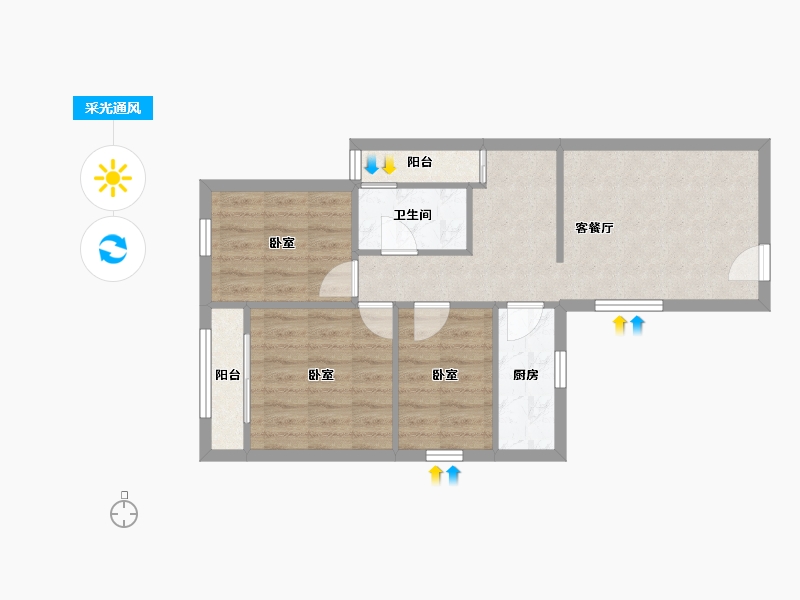 广东省-深圳市-锦秀新村-58.00-户型库-采光通风