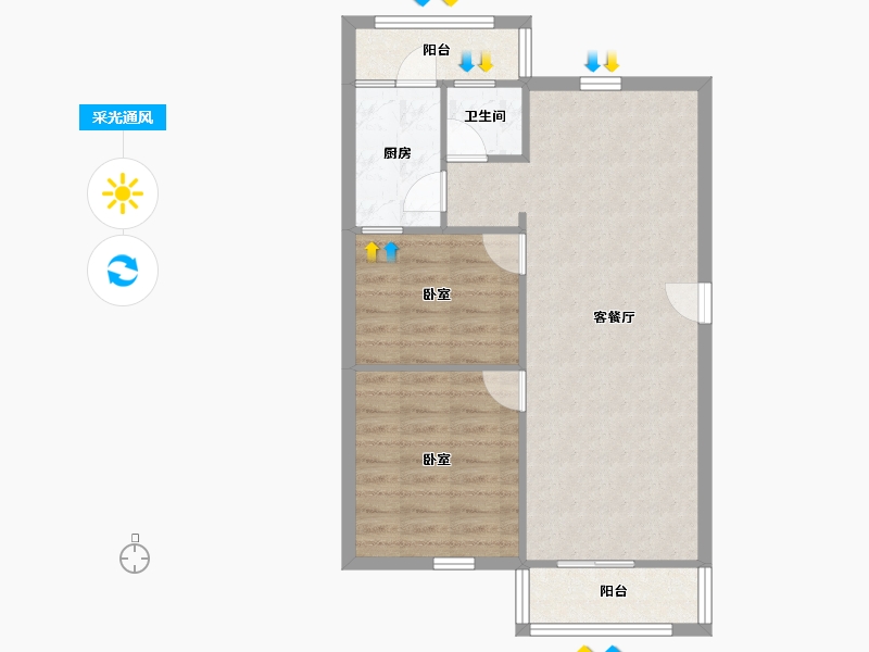 广东省-深圳市-莲南商住楼一期-66.38-户型库-采光通风