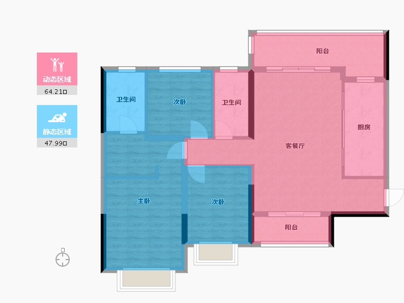 贵州省-贵阳市-中渝·中环广场-101.00-户型库-动静分区