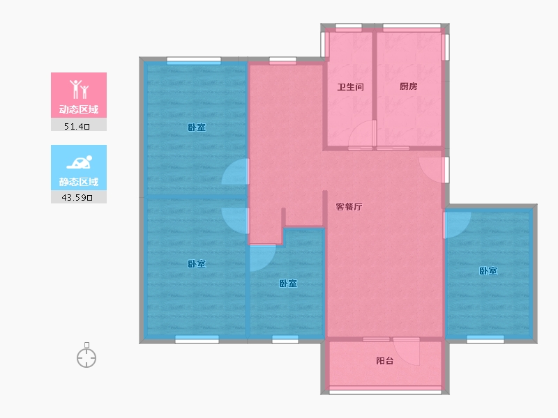 广东省-深圳市-莲南商住楼一期-86.42-户型库-动静分区