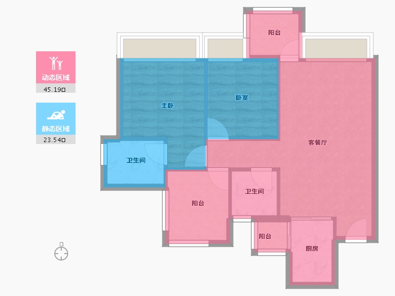 海南省-海口市-珑门名苑二期(玲珑苑)-61.32-户型库-动静分区