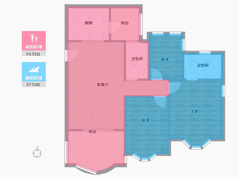 广东省-广州市-海晴居-80.40-户型库-动静分区