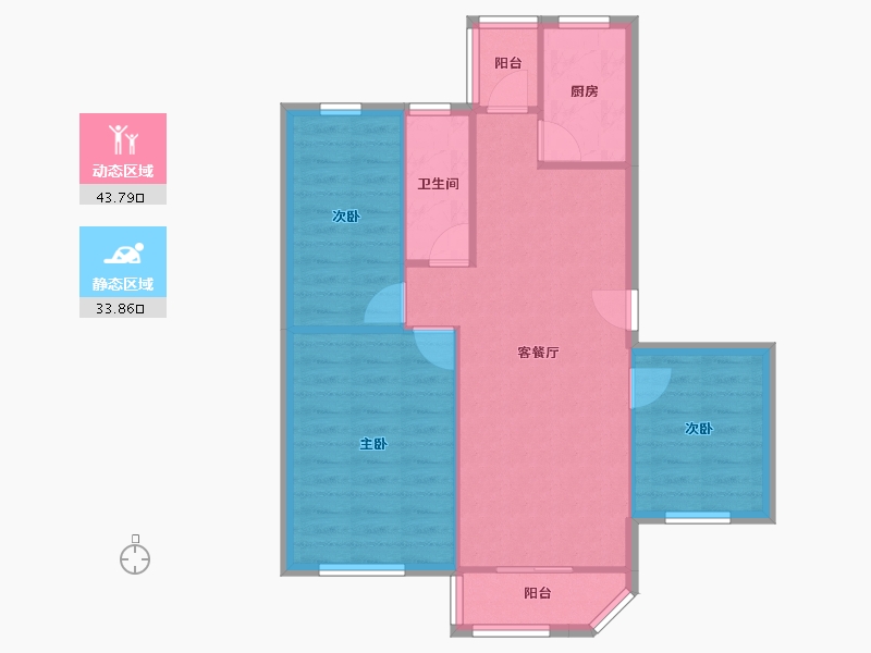 黑龙江省-鹤岗市-侨洲花园-70.34-户型库-动静分区