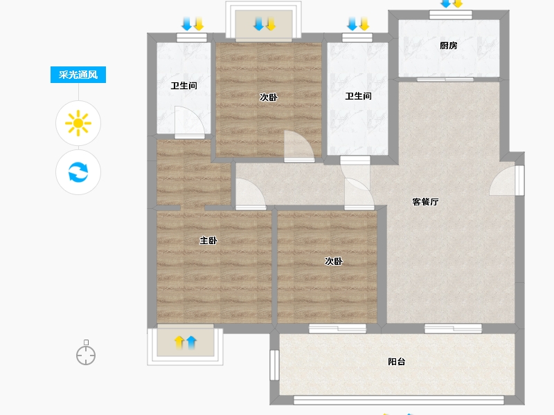 福建省-福州市-中发海悦天澜-79.00-户型库-采光通风