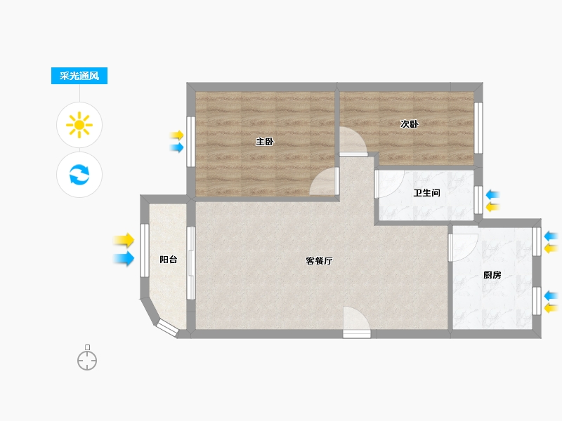 黑龙江省-鹤岗市-侨洲花园-60.25-户型库-采光通风