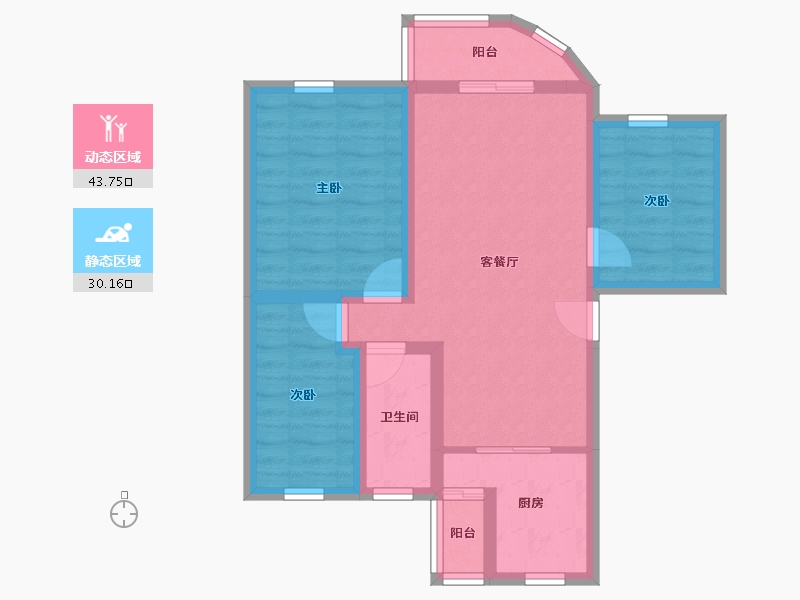 黑龙江省-鹤岗市-侨洲花园-64.60-户型库-动静分区