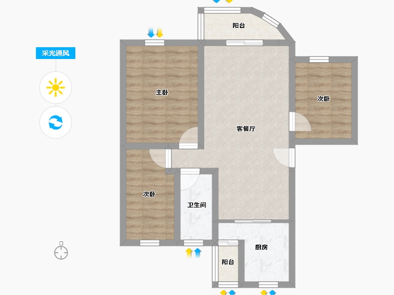 黑龙江省-鹤岗市-侨洲花园-64.60-户型库-采光通风