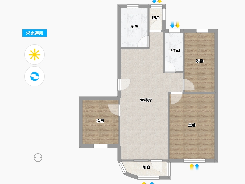 黑龙江省-鹤岗市-侨洲花园-70.18-户型库-采光通风