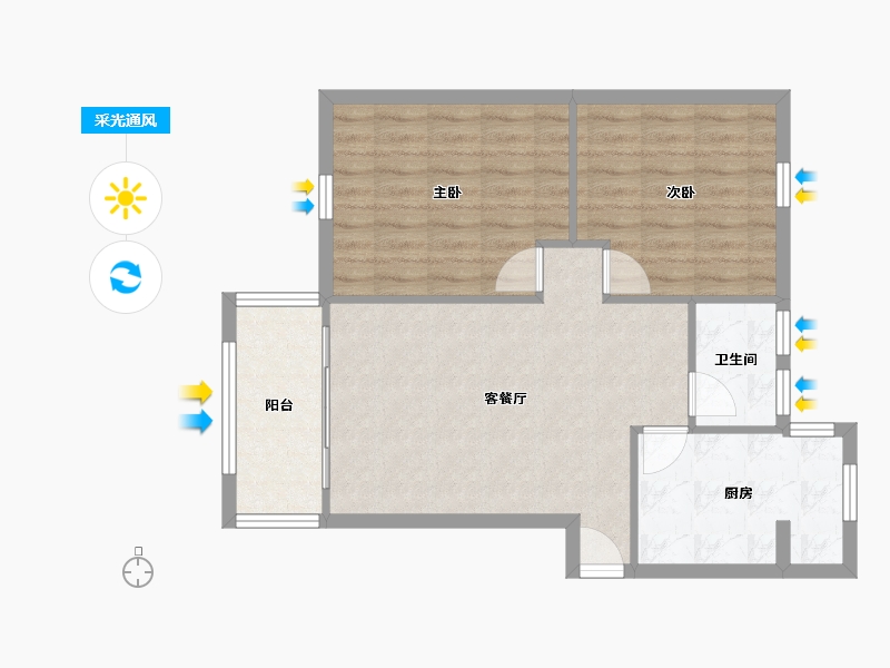 黑龙江省-鹤岗市-水湾小区-68.90-户型库-采光通风