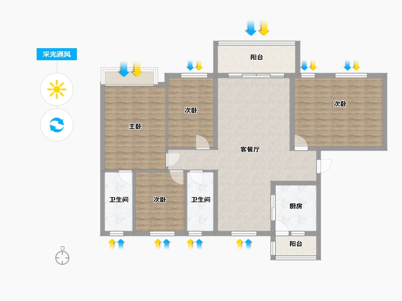 贵州省-贵阳市-碧桂园茶马古镇-132.00-户型库-采光通风