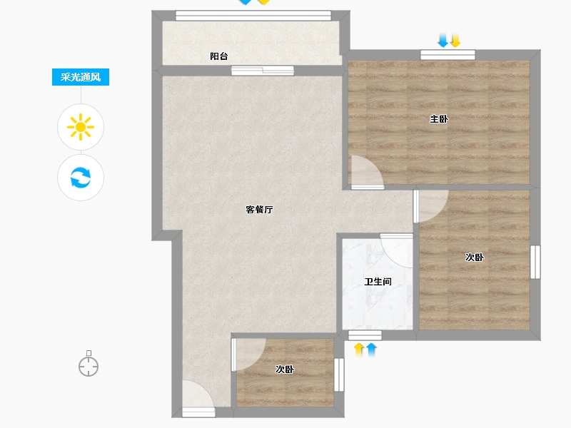 广东省-深圳市-港莲一村-63.90-户型库-采光通风