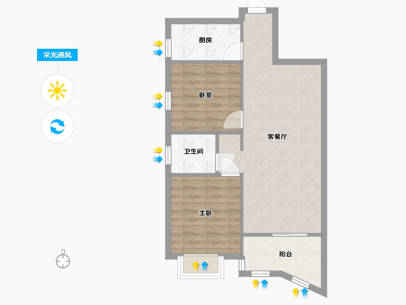 湖北省-武汉市-华生·汉口城市广场-北区-75.00-户型库-采光通风