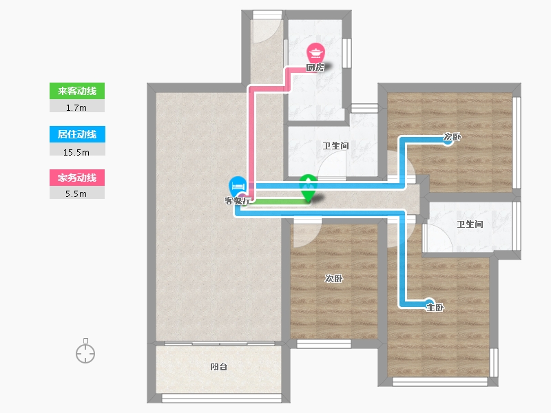 广东省-深圳市-万科清林径三期(千林山居)-72.77-户型库-动静线