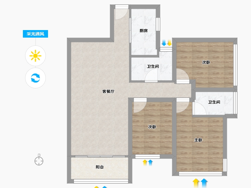 广东省-深圳市-万科清林径三期(千林山居)-72.77-户型库-采光通风