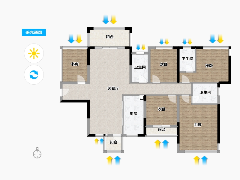 广西壮族自治区-贺州市-江湾1号-124.00-户型库-采光通风