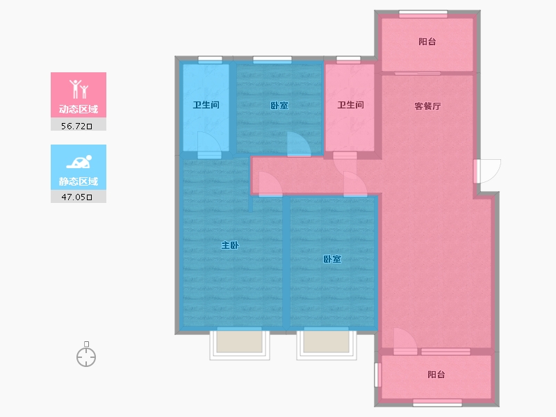 山东省-青岛市-韩洼小区-103.00-户型库-动静分区