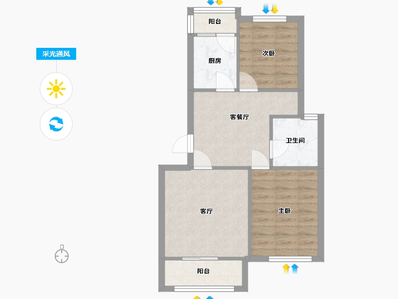 上海-上海市-润景苑-西区-67.10-户型库-采光通风