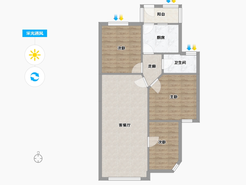 广东省-深圳市-新秀村北区-70.86-户型库-采光通风