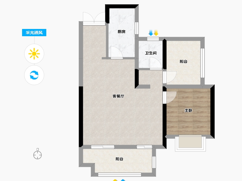 贵州省-贵阳市-吾悦华府-71.00-户型库-采光通风