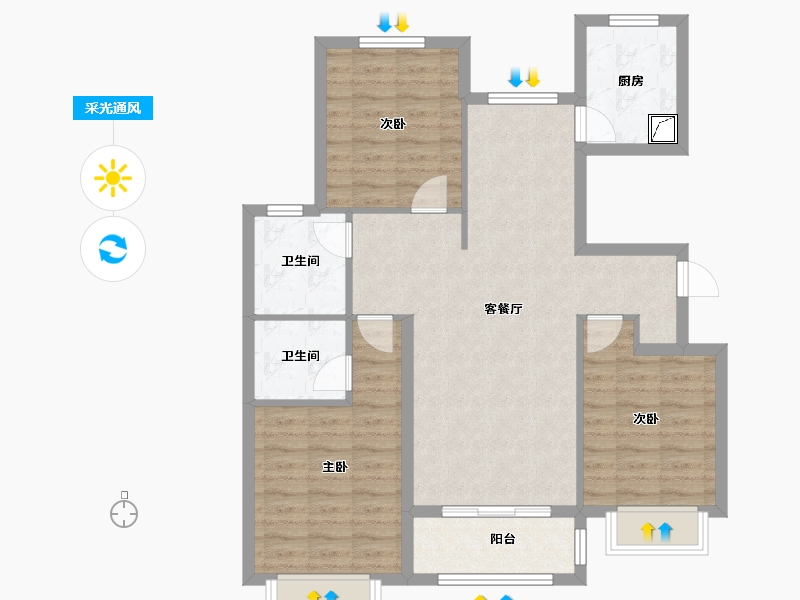 河北省-衡水市-紫御华府-90.00-户型库-采光通风