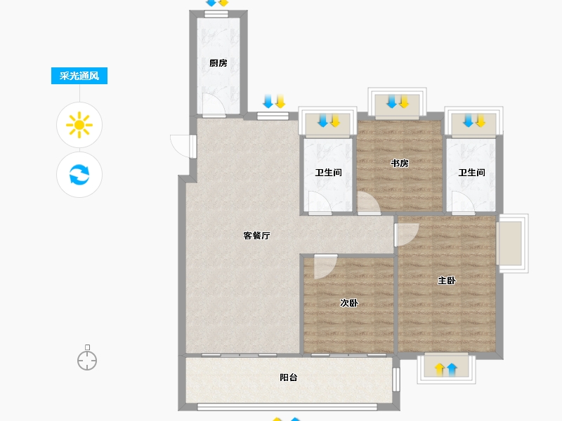 江西省-南昌市-谱洋府-91.20-户型库-采光通风