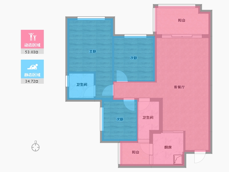 四川省-南充市-鸿通雍河湾-84.00-户型库-动静分区