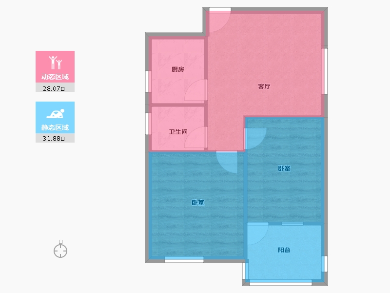 广东省-深圳市-三叉河华侨新村-54.33-户型库-动静分区