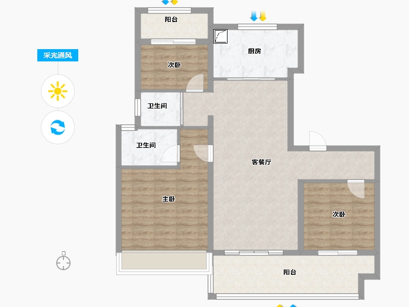 河南省-新乡市-玖华台-94.78-户型库-采光通风