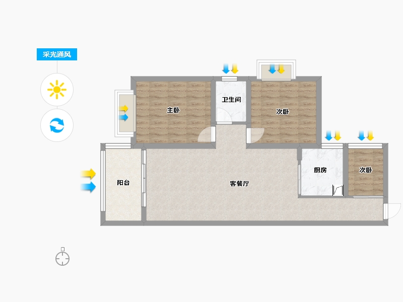 河南省-南阳市-瑞金福邸-80.00-户型库-采光通风