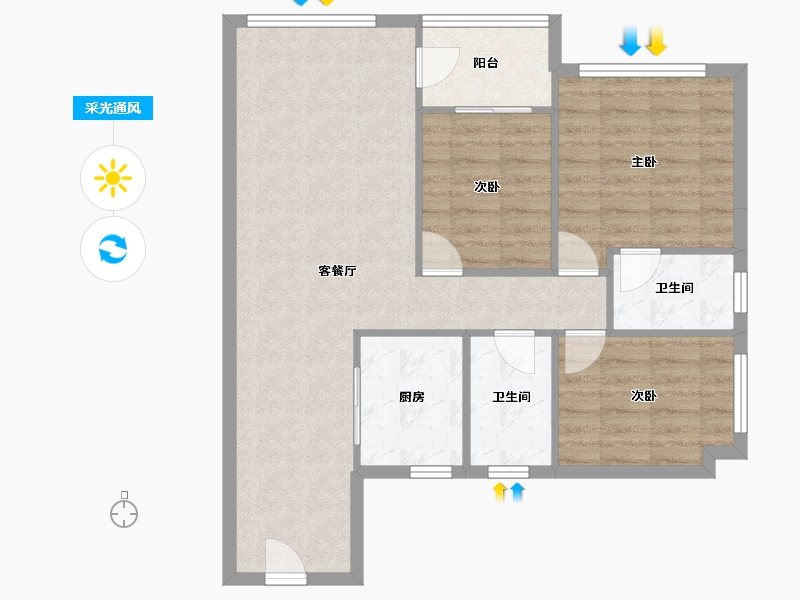 海南省-海口市-观平家园-79.93-户型库-采光通风