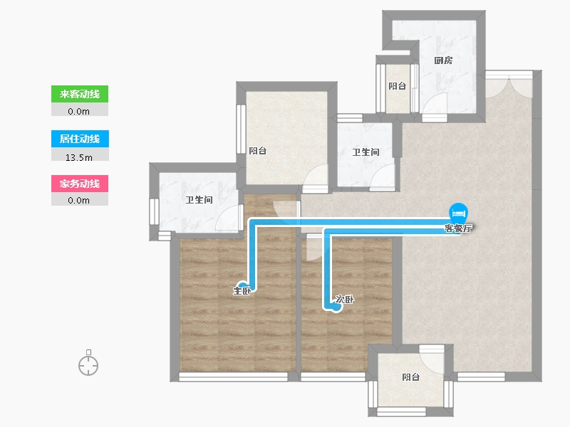 海南省-海口市-珑门名苑一期(禧珑苑)-68.79-户型库-动静线