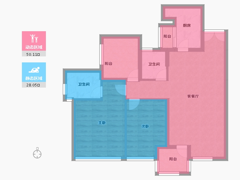 海南省-海口市-珑门名苑一期(禧珑苑)-68.79-户型库-动静分区