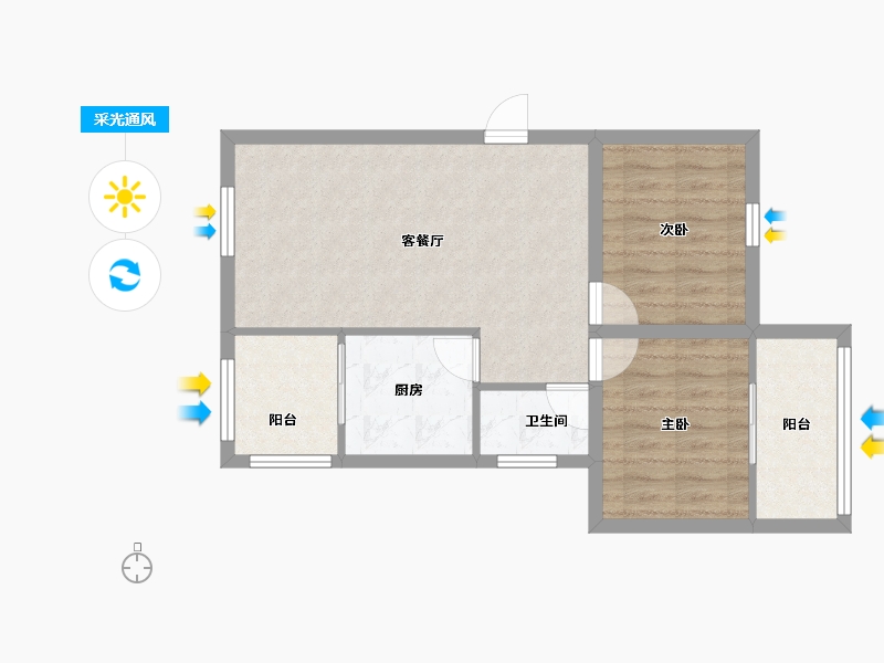 海南省-海口市-可乐园-60.78-户型库-采光通风