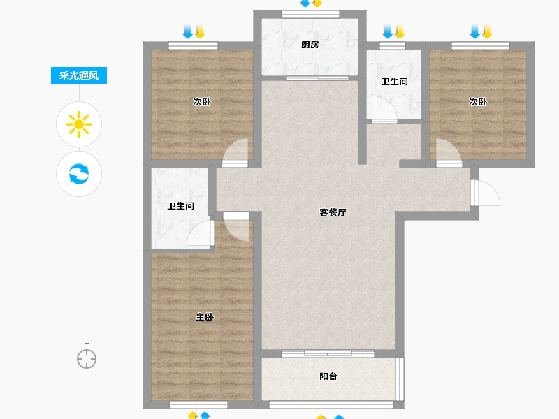 河北省-邯郸市-盛港国际-92.00-户型库-采光通风