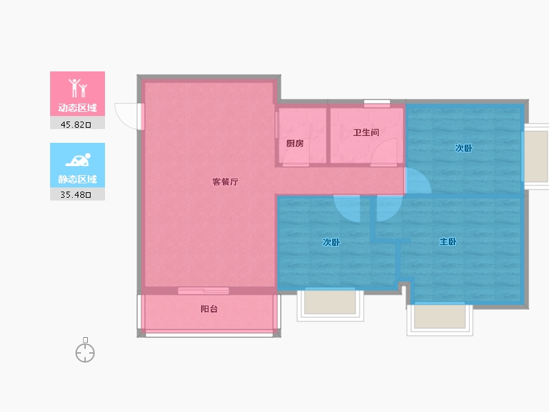 海南省-海口市-田背花园-73.60-户型库-动静分区