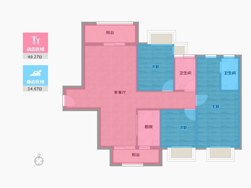 海南省-海口市-田背花园-75.27-户型库-动静分区