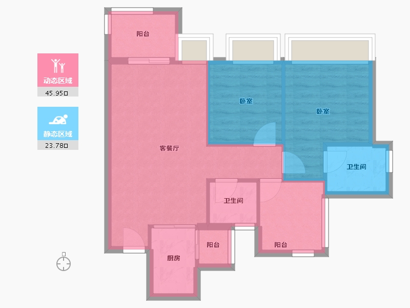 海南省-海口市-珑门名苑二期(玲珑苑)-62.40-户型库-动静分区