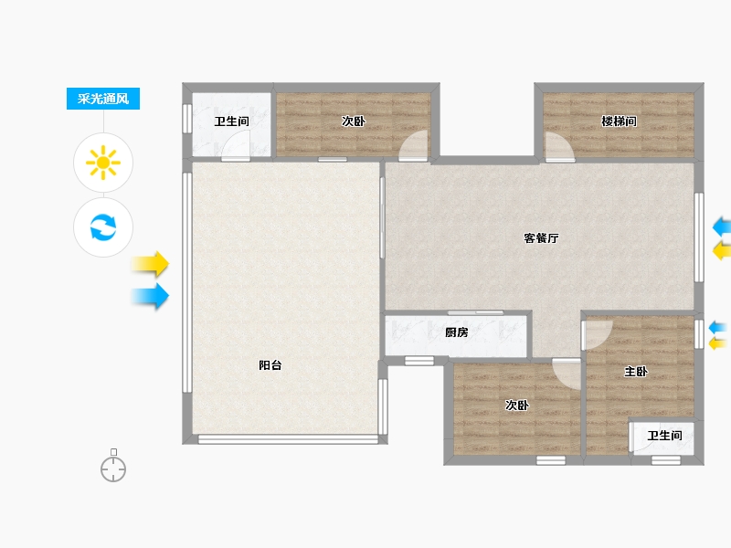 海南省-海口市-田背花园-115.37-户型库-采光通风