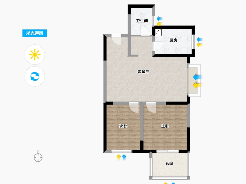 陕西省-西安市-兴隆鑫苑-70.00-户型库-采光通风