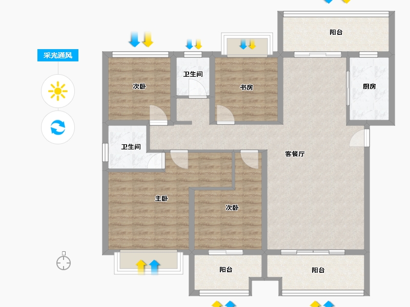 湖南省-娄底市-五洲郦城-126.07-户型库-采光通风