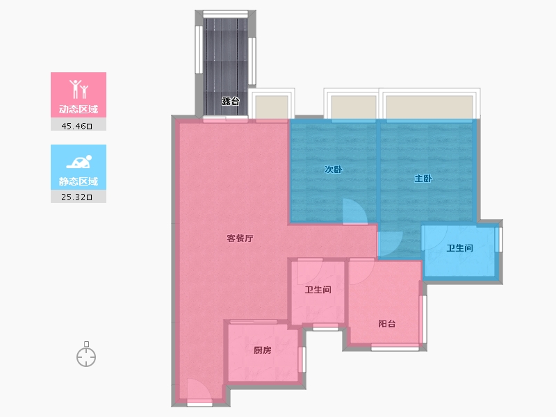 海南省-海口市-珑门名苑二期(玲珑苑)-68.58-户型库-动静分区