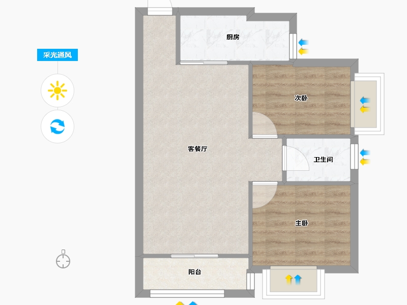 海南省-海口市-豪亚花园-52.54-户型库-采光通风