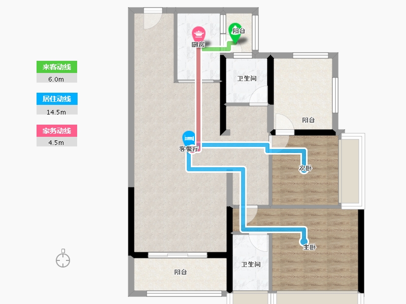 海南省-海口市-田背花园-86.40-户型库-动静线