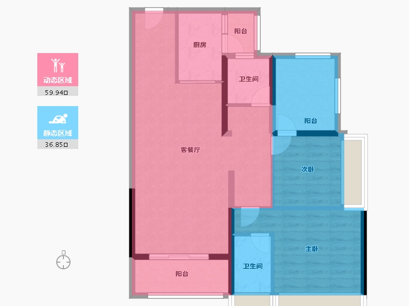 海南省-海口市-田背花园-86.40-户型库-动静分区